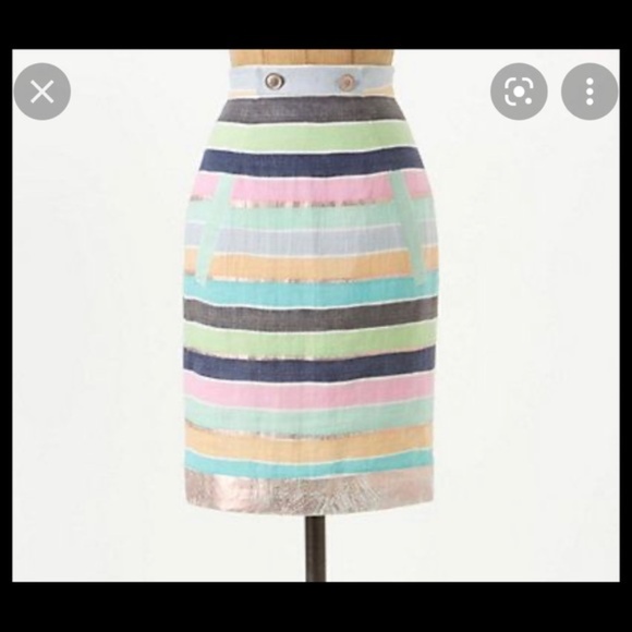 Anthropologie Tracy Reese Rainbow Pastel Striped Skirt XS 0 - Picture 1 of 6